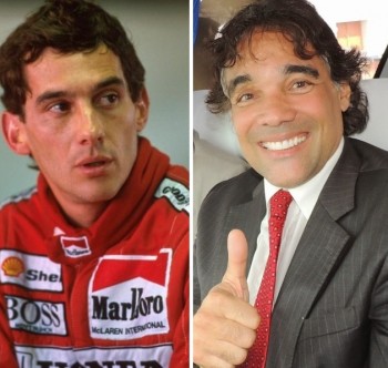 Piloto Ayrton Senna e o pré-candidato Edinho Lobão