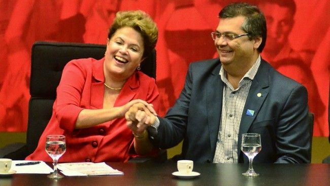 Dilma Roussef ao lado de Flávio Dino na Convencão Nacional do PCdoB